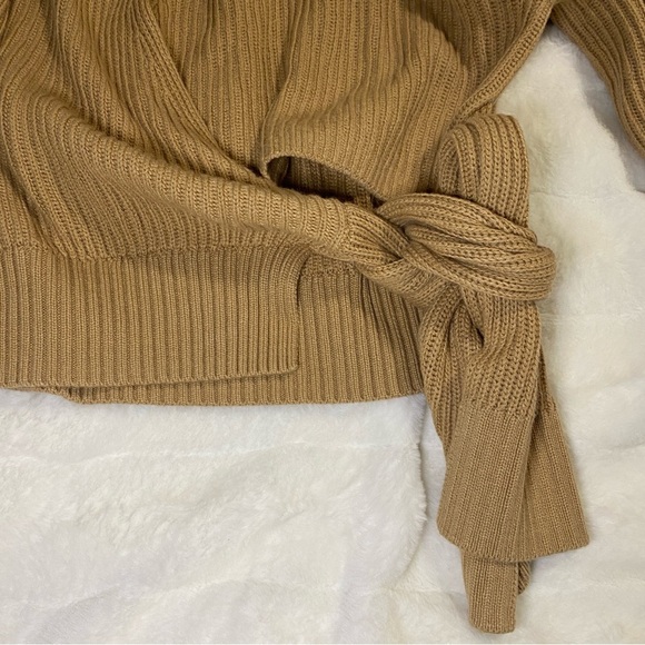 NWT JONATHAN SIMKHAI Amaris Wrap Sweater in Camel - Size Small - Picture 10 of 13
